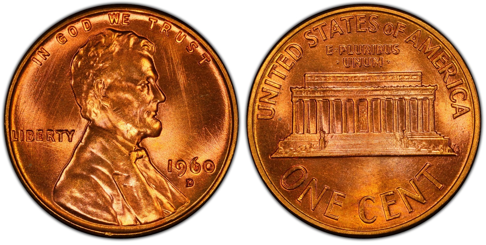 1960 D Small Date Lincoln Memorial Penny Brilliant Uncirculated Cent Coin #1