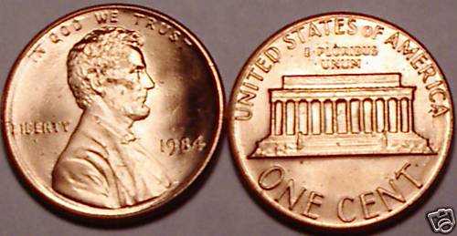 1984-P BRILLIANT UNCIRCULATED LINCOLN CENT~~FREE SHIP~~