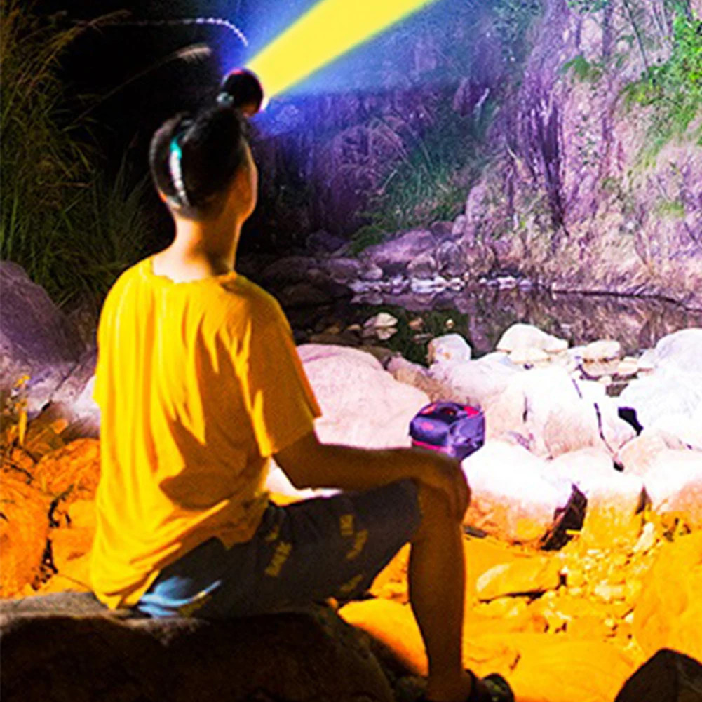 Bright White Light Yellow Headlamp Camping Light Fishing Headlight Flashlight