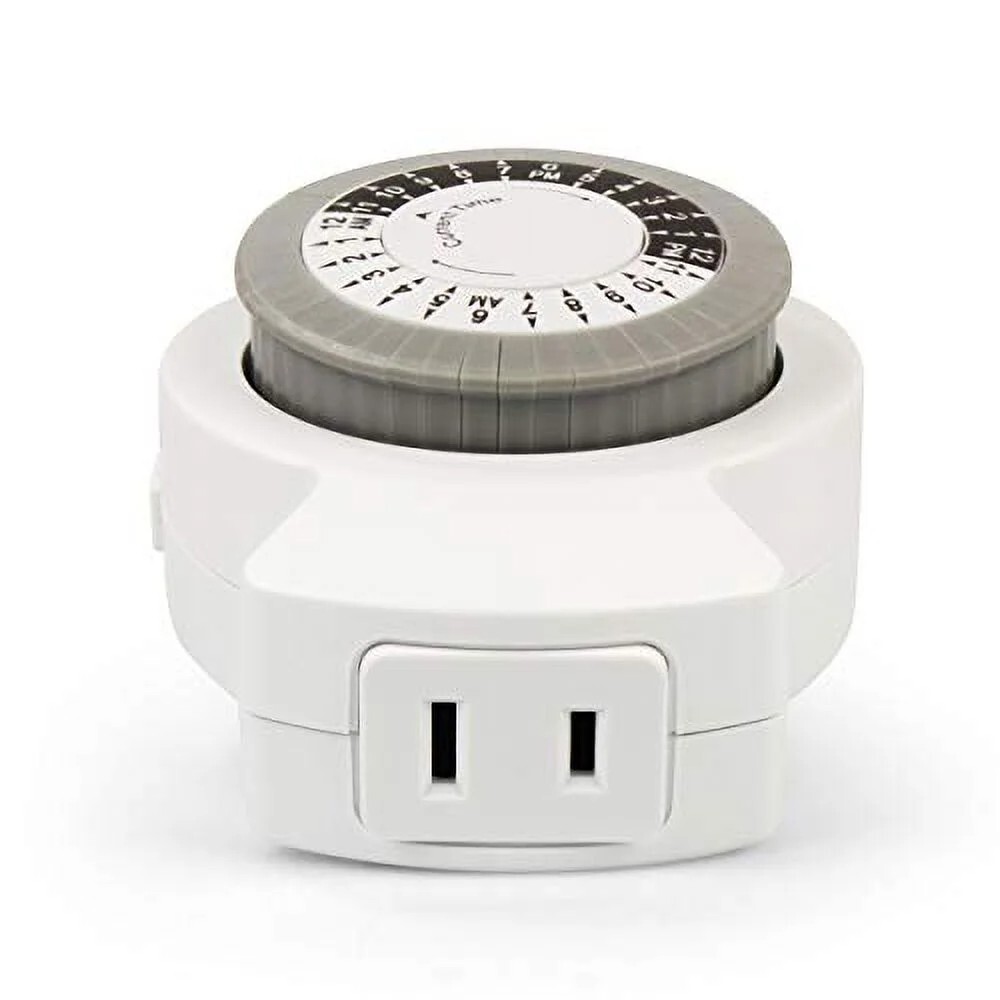 Clear Power Indoor Timer (Dual Pack) 1 Polarized Outlet 24 Hour Mechanical Timer