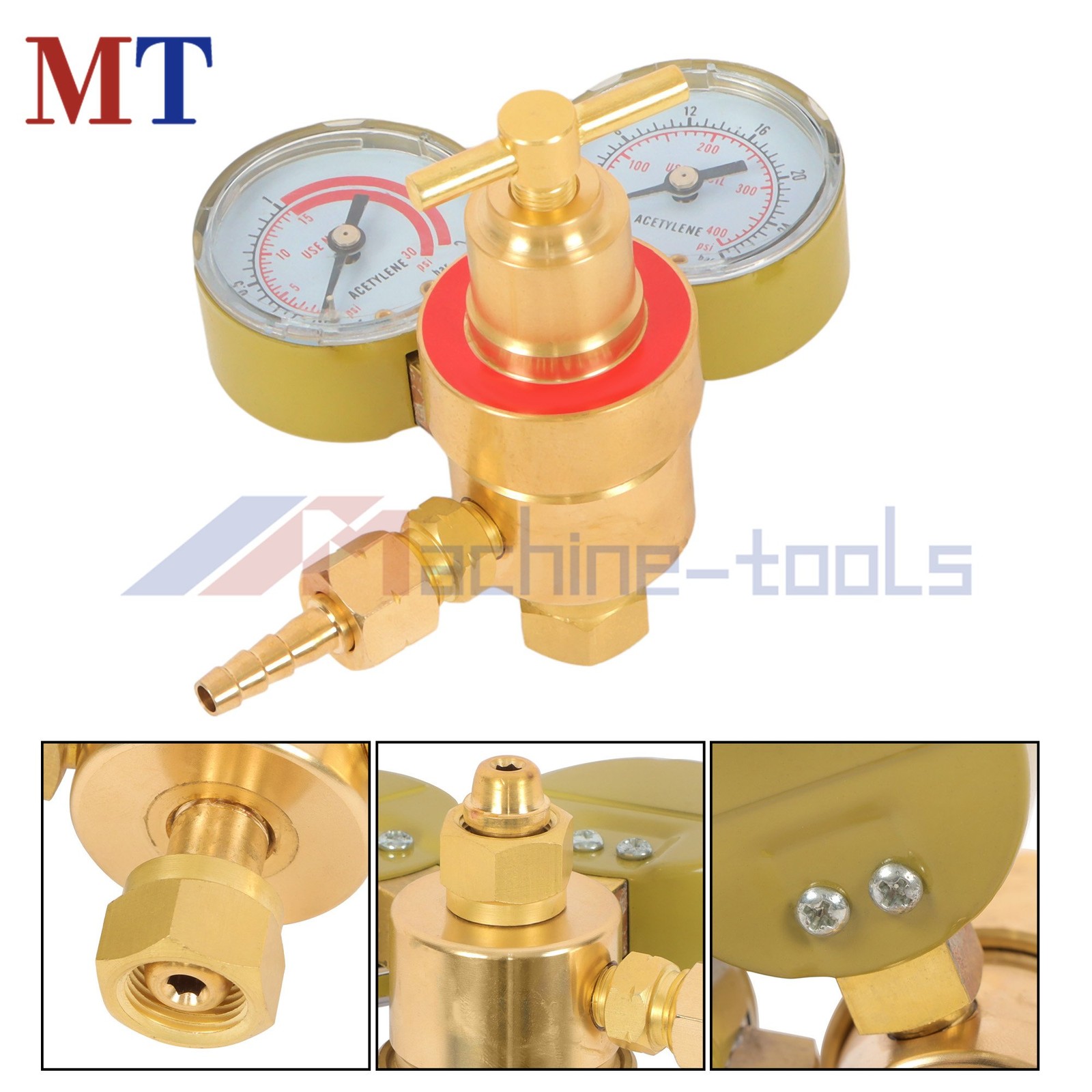 Industrial Acetylene Gas Regulator with Two Gauges CGA200 Solid Brass Body