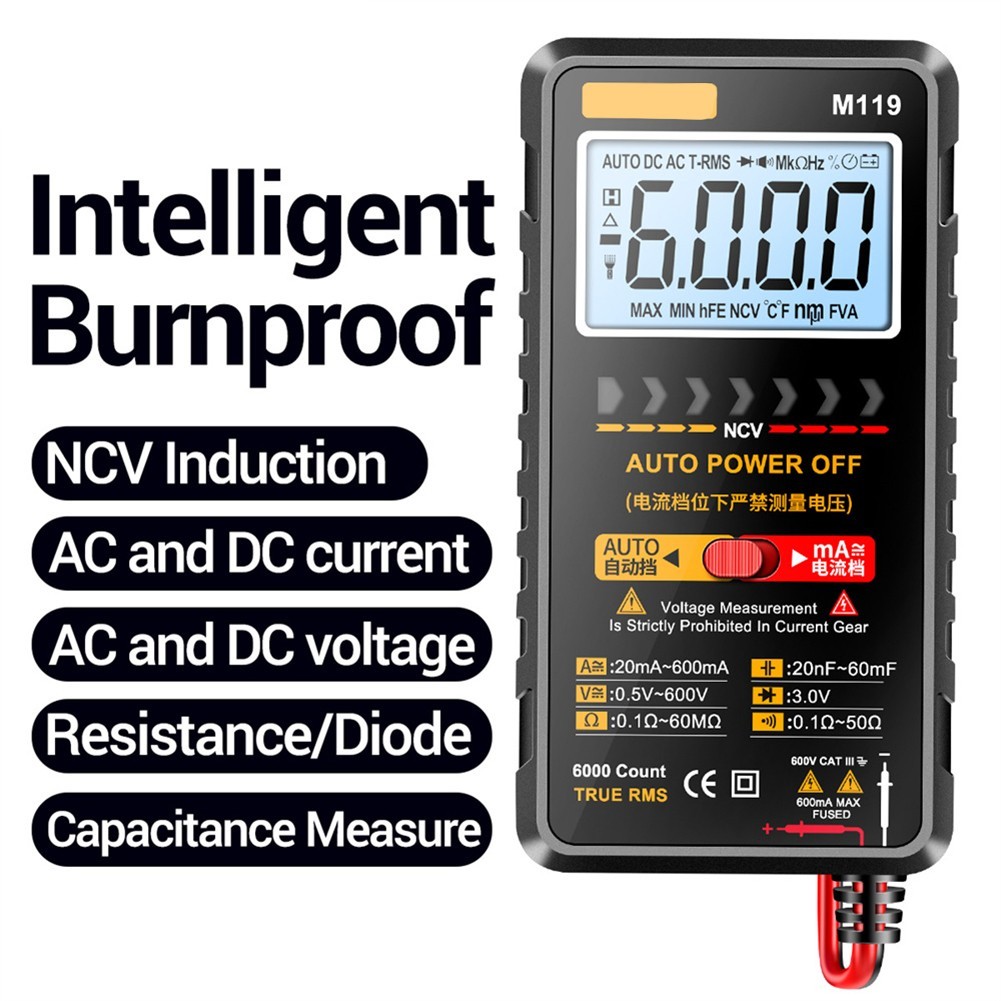 M119 6000 Count Digital Meter with Flashlight for Convenience During Testing