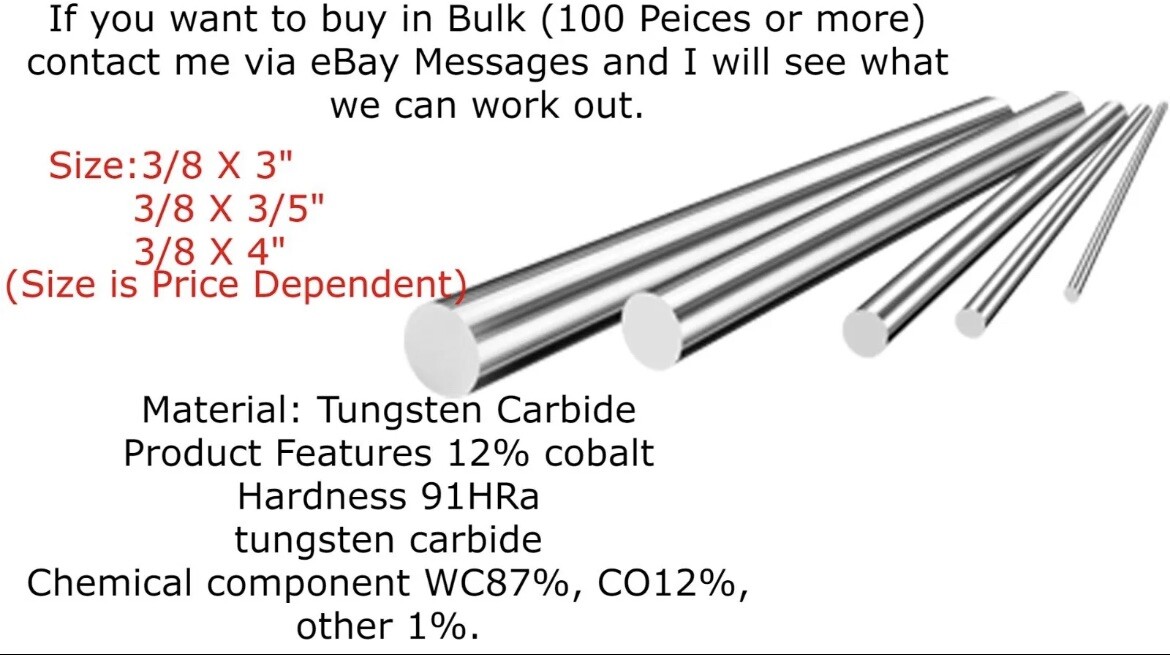 3/8 3.5”Tungsten Solid Carbide Rods Blank C2