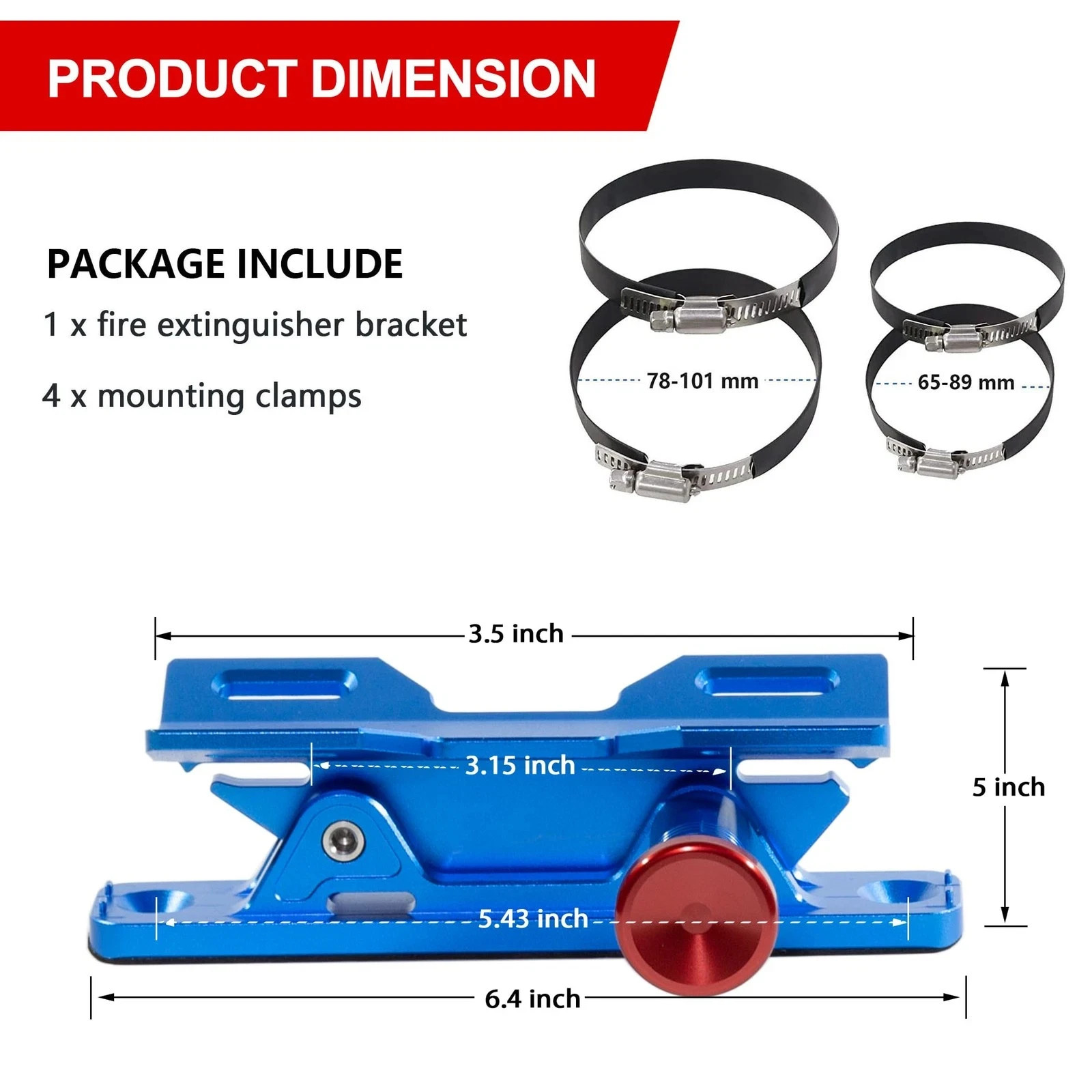 Quick Release Car Fire Extinguisher Mount – Blue Adjustable Aluminum Roll Bar...