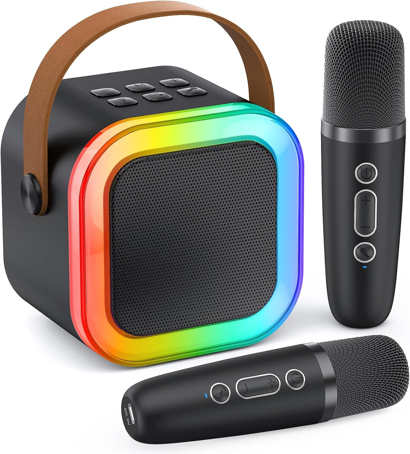 Mini Karaoke Machine, Portable Bluetooth Karaoke Microphone Singing Speaker with