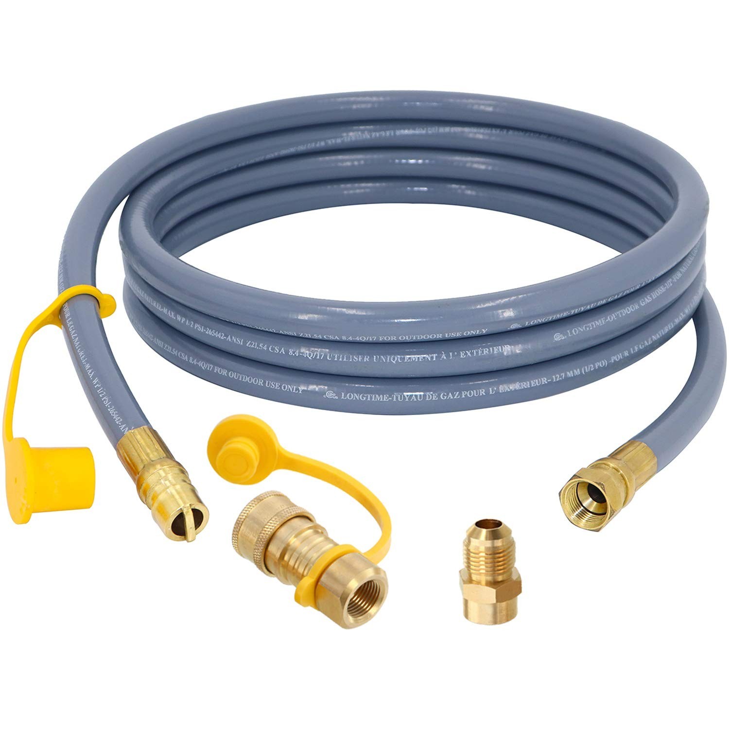 12 Feet 1/2 Inch ID Natural Gas Hose with Quick Disconnect for weber, charbro...