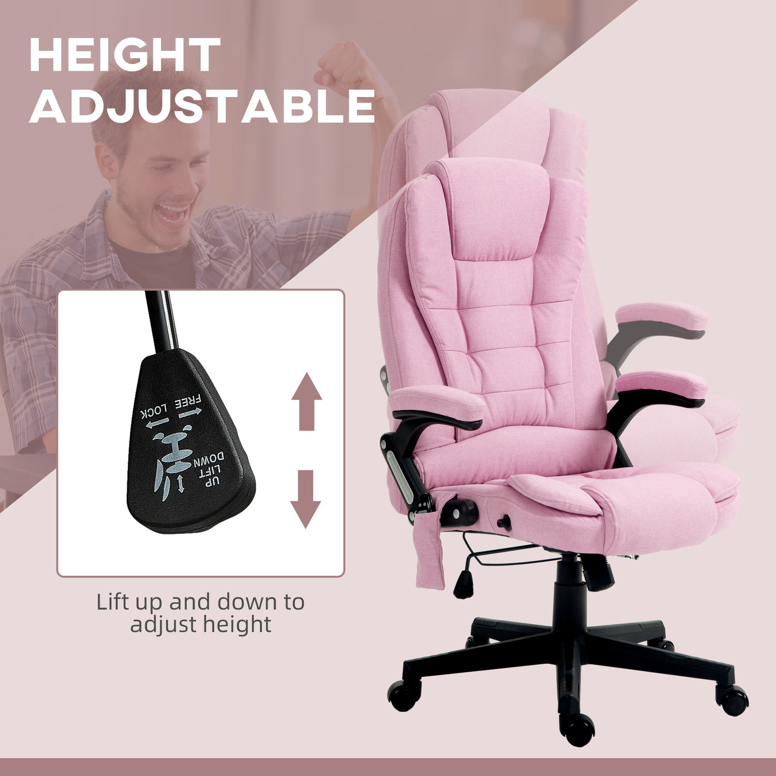 Vinsetto 6 Point Vibrating Massage Office Chair with Lumbar Heat