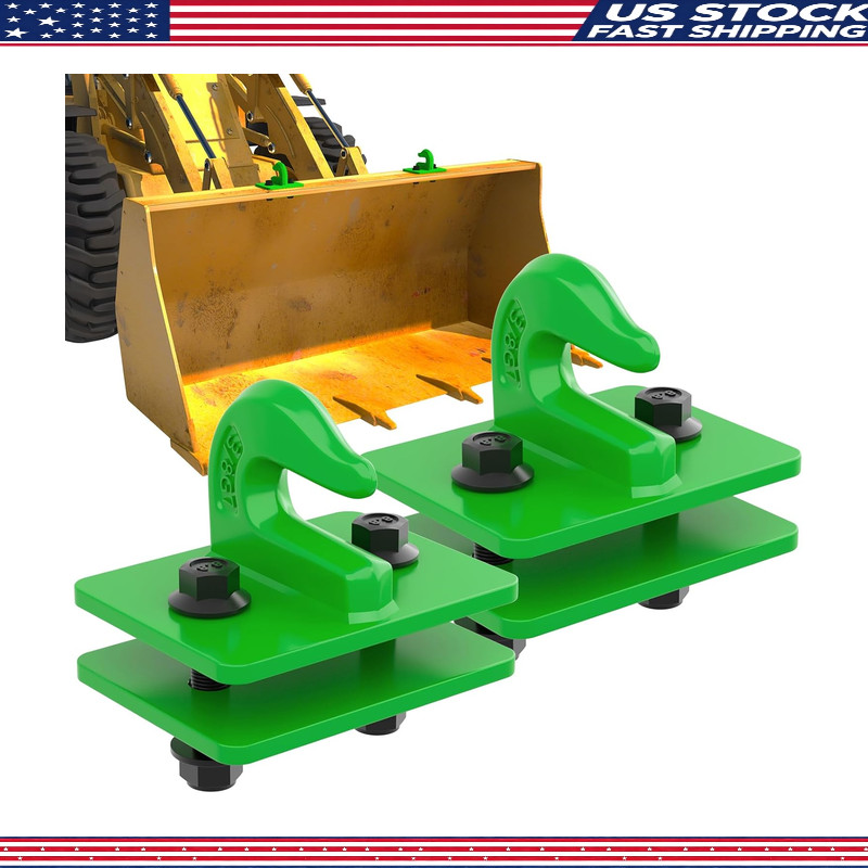 2 Pack Tractor Bucket Grab Hooks, G70 Forged Steel Bolt On Tow Hooks Green, 3/8