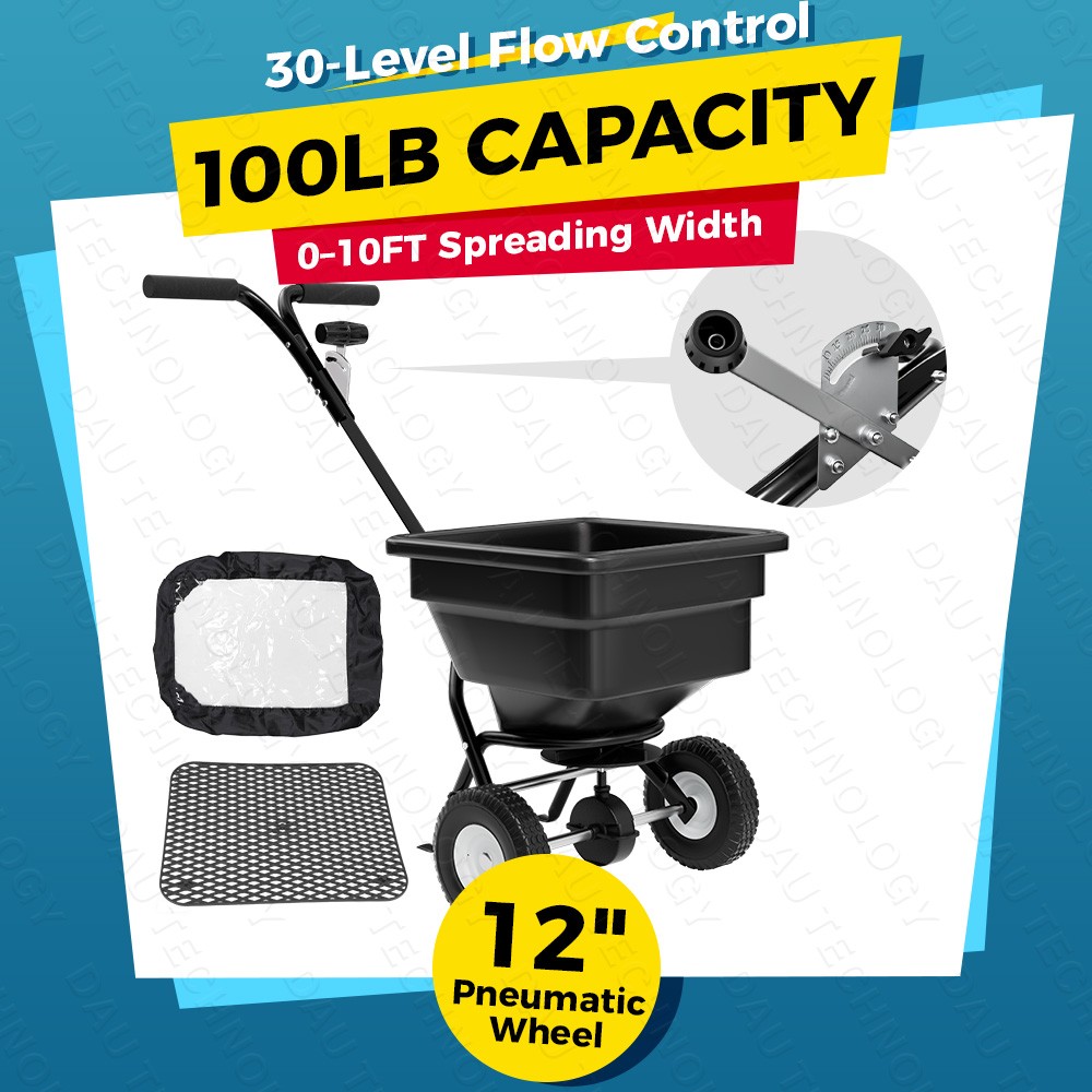 100LB Broadcast Spreader Walk behind Turf Spreader Fertilizer Garden Seeder New