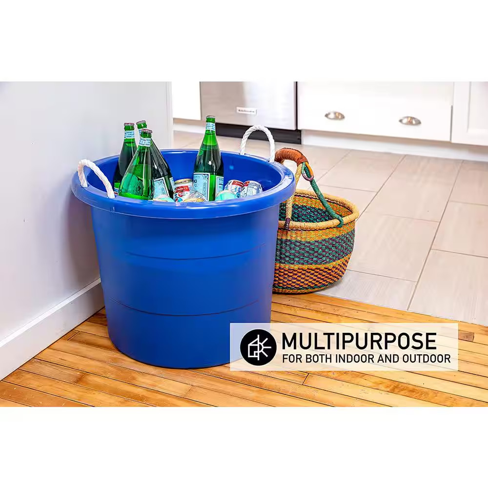 19 Gal. Rope Handle Tub, Blue (2-Pack)