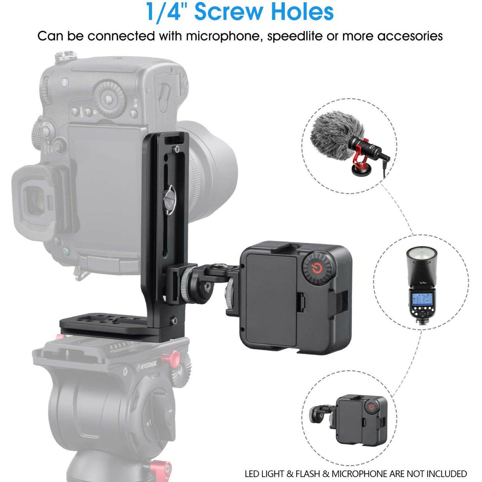 Camera L Bracket Vertical Horizontal Switching Tripod Head Quick Release Plate m