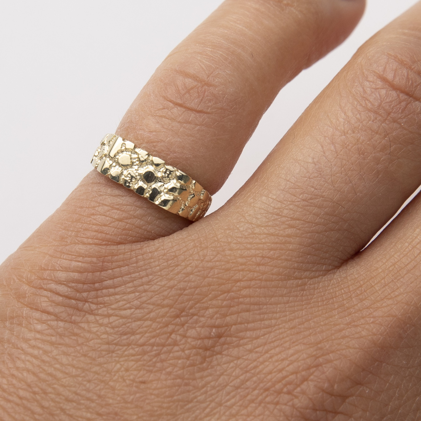 Rectangle Nugget Signet Ring Pinky Solid 10K Yellow Gold