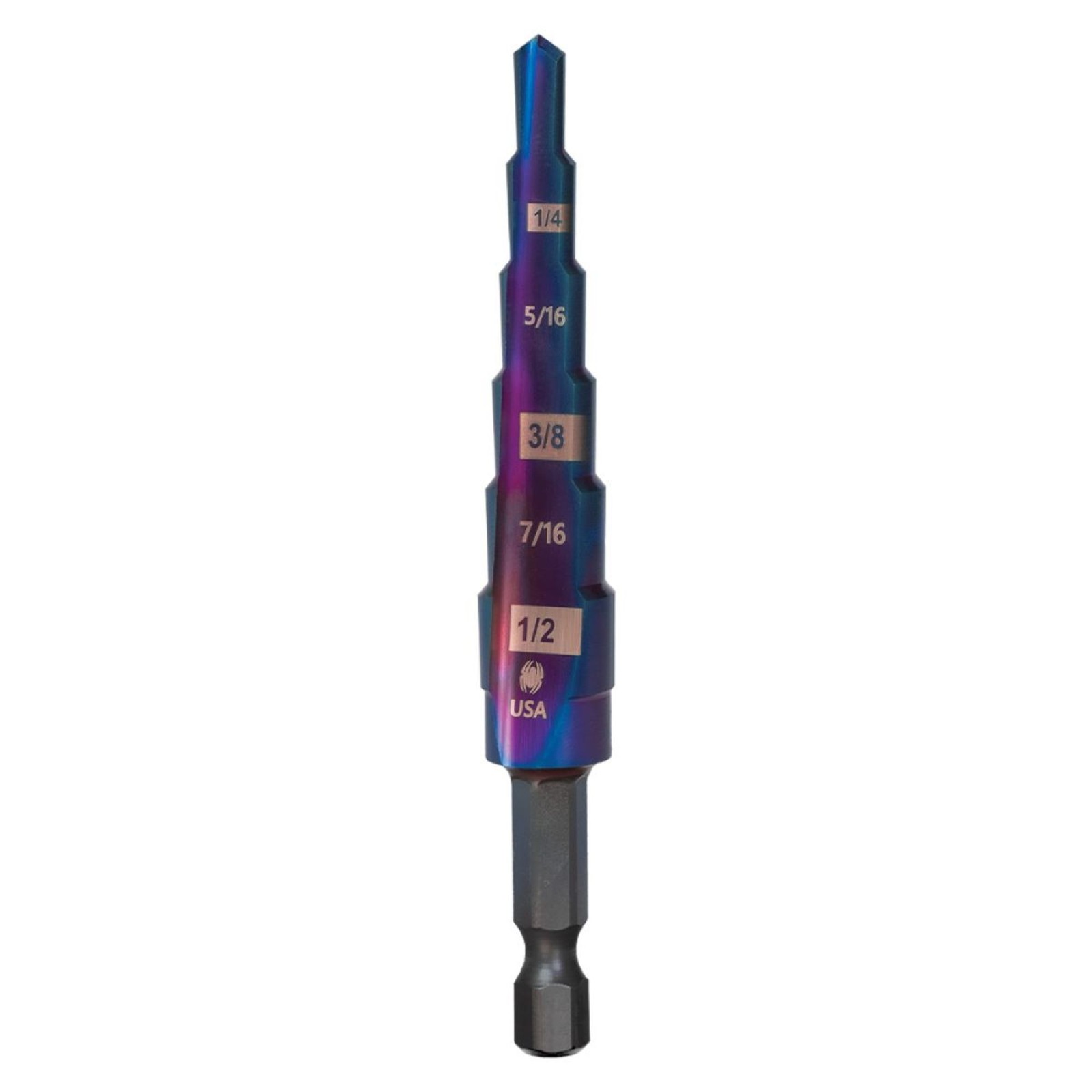 Spyder 3/16 to 1/2-Inch Hex Shank 6 Step Drill Bit 19020