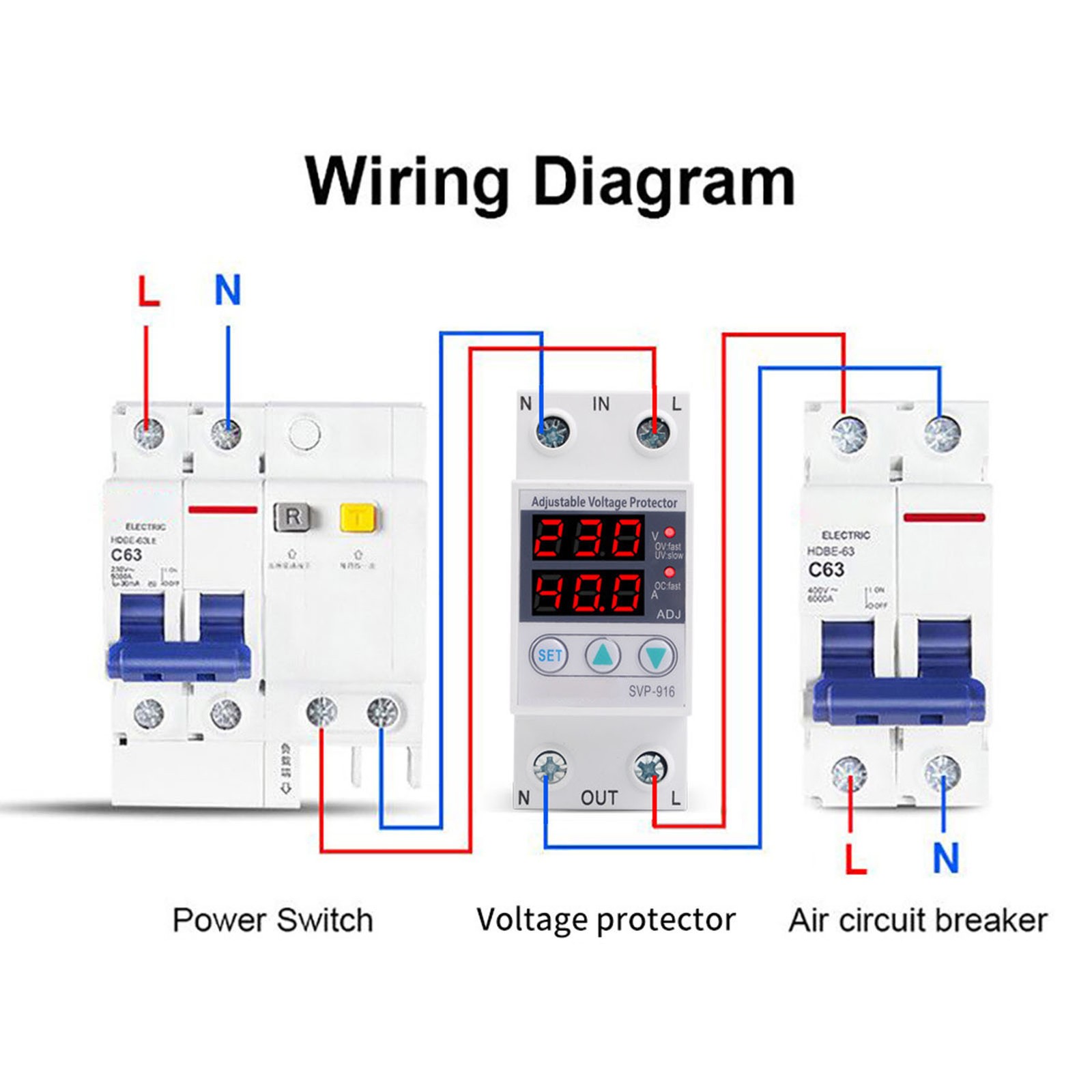1-Multifunctional Adjustable Voltage Limit Current Protector Self-resetting HCUD