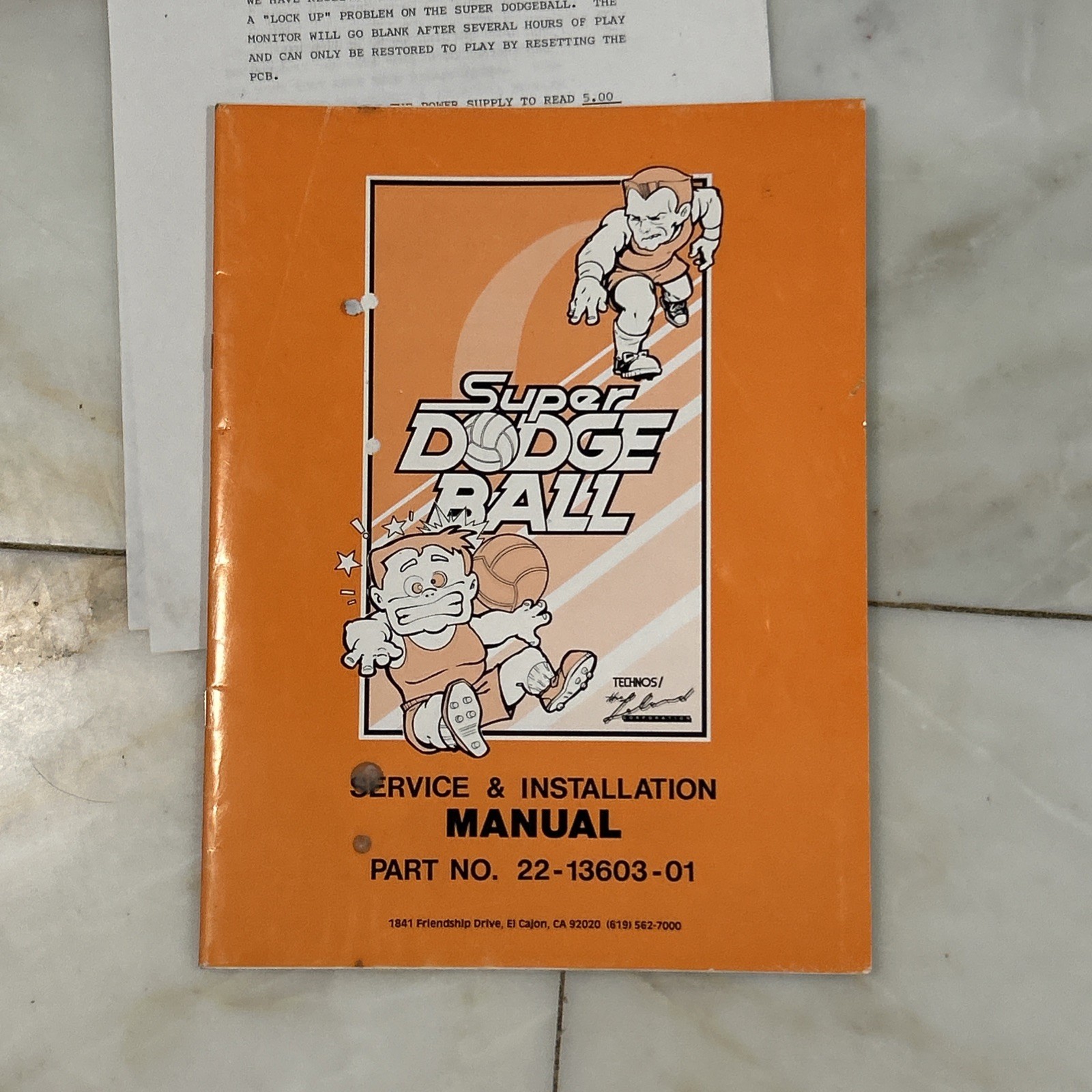 original factory SUPER DODGE BALL TECHNOS  arcade video game  owners manual