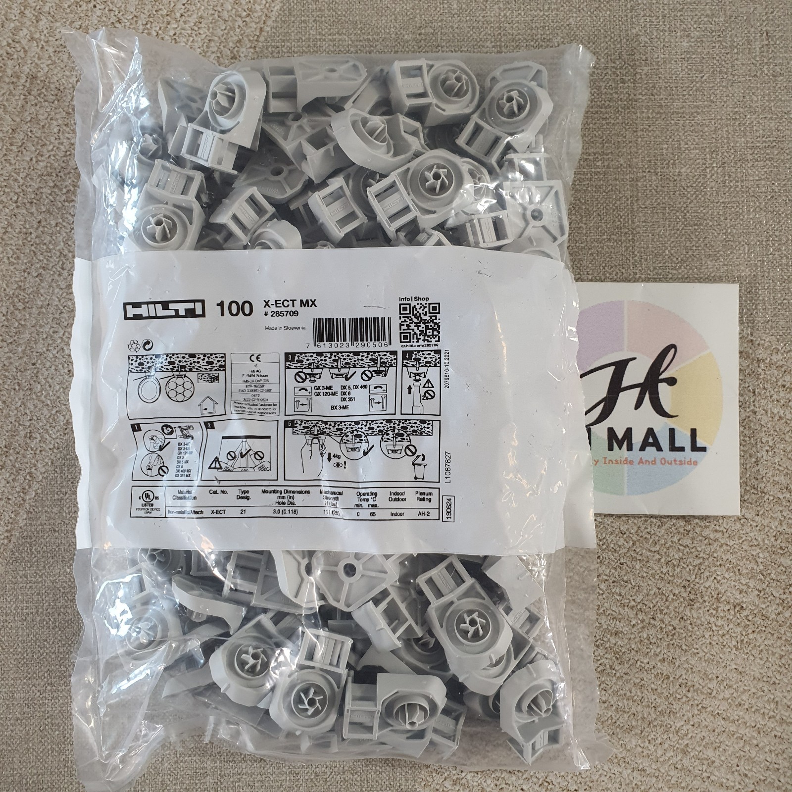 HIlti 285709 X-ECT MX Cable Tie Mounting block 100 pcs/Tracking