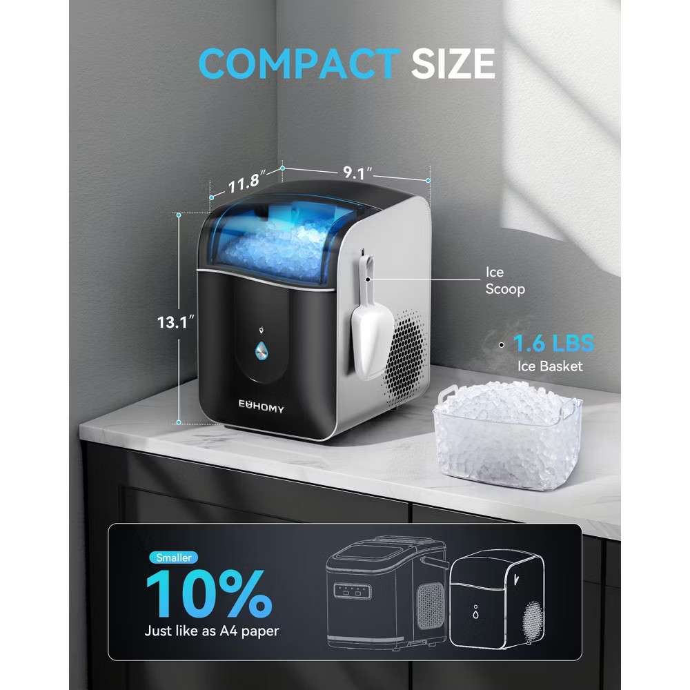 EUHOMY Smart Nugget Ice Maker Countertop, 40 Lbs/Day, APP Remote Control &