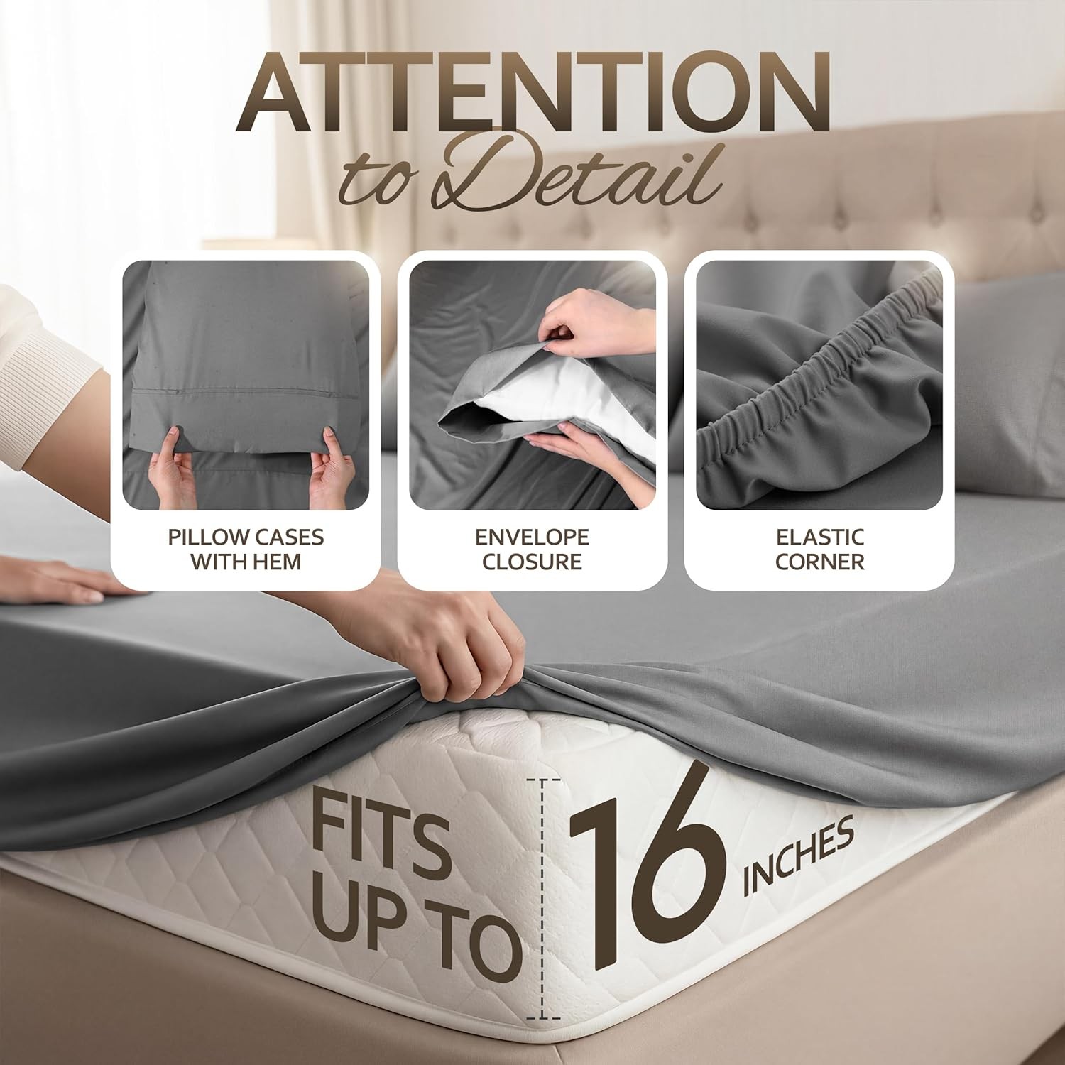Beddora Queen Sheets Set – 4 Piece Soft & Cooling Queen Bed Sheets Set – Deep