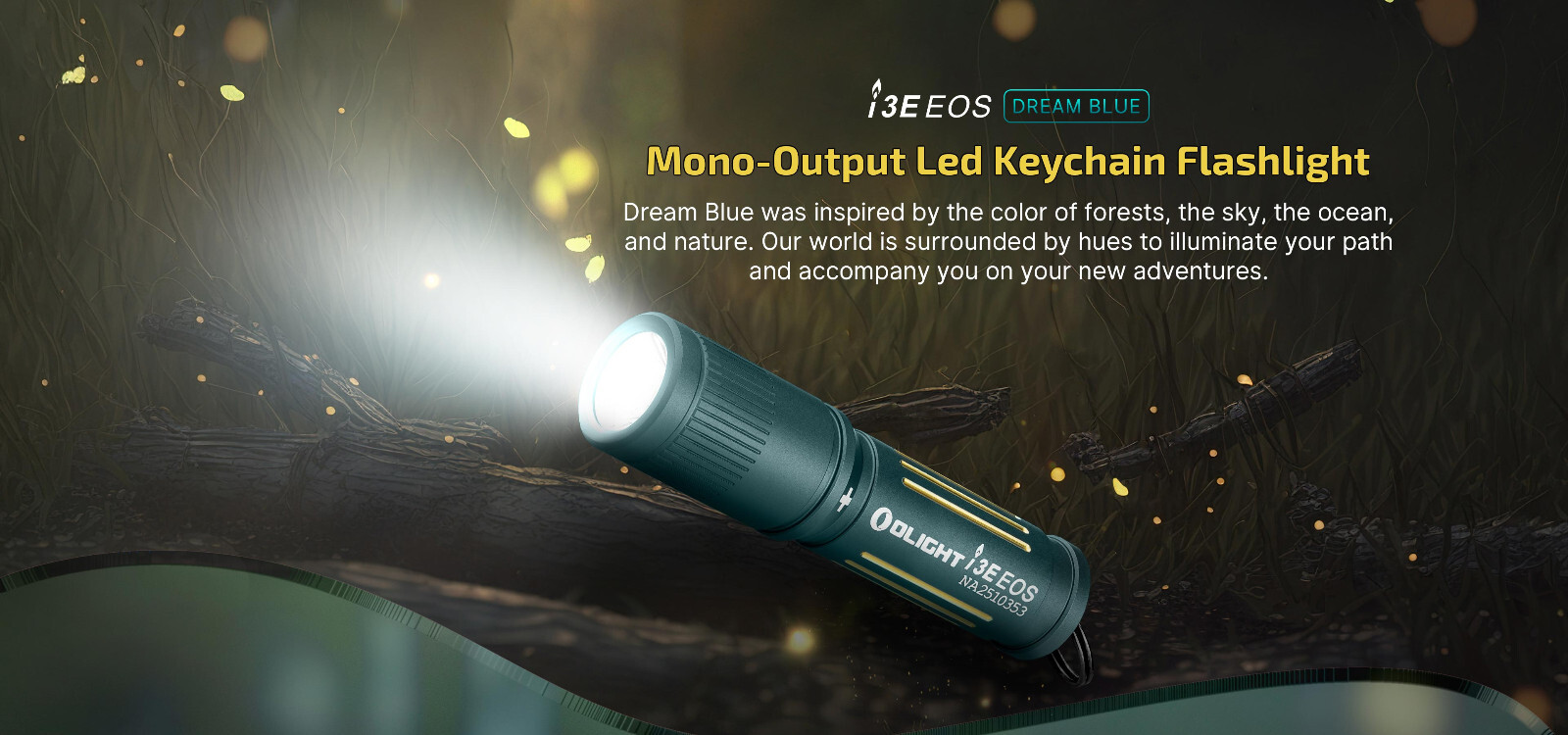 Olight I3E EOS Dream Blue EDC Keychain Waterproof LED Flashlight, 90 Lumen, 1AAA