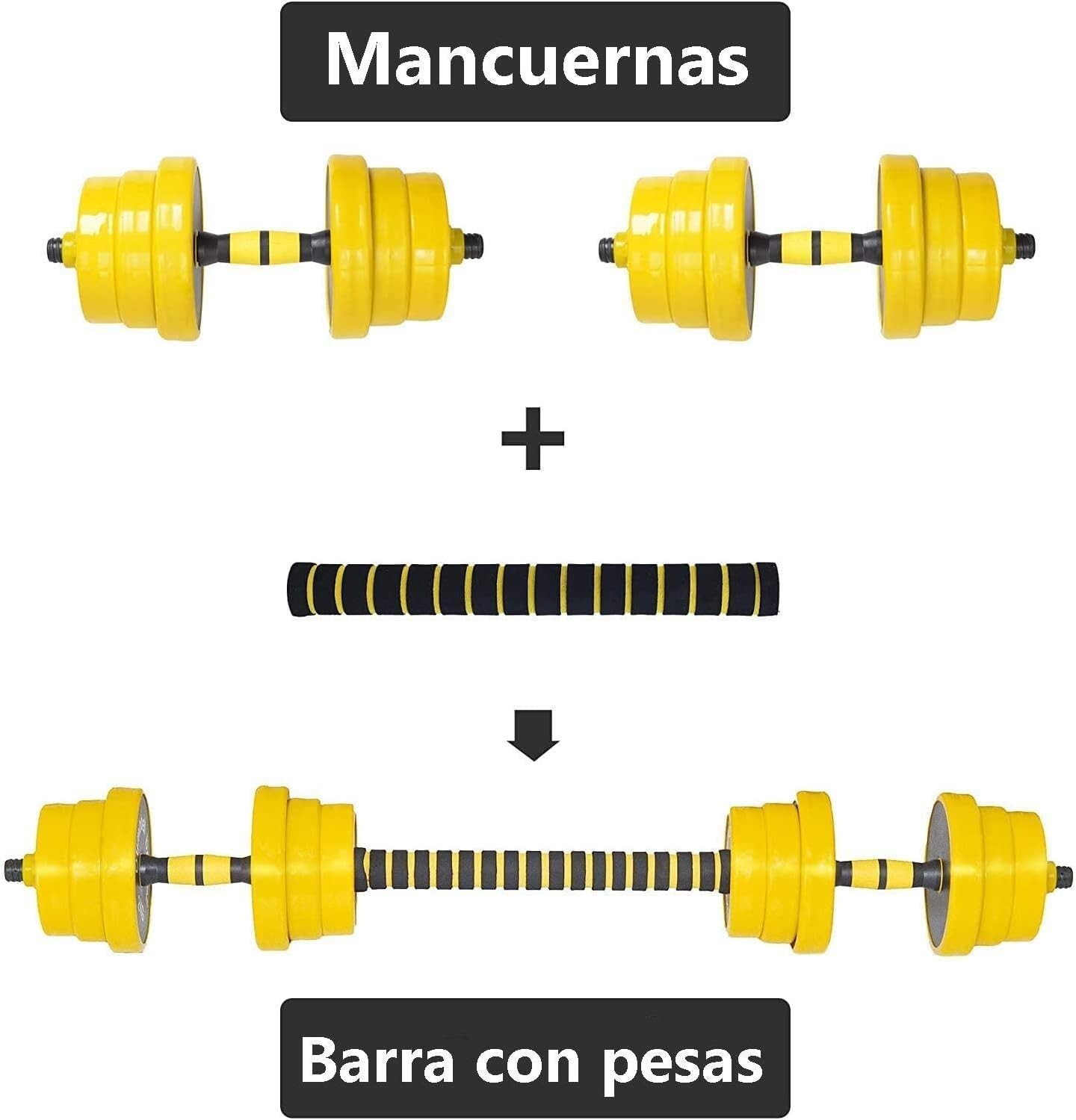 2-in-1 Adjustable Dumbbell Set 44 Lbs Dumbbell Weights for Home Gym Yellow