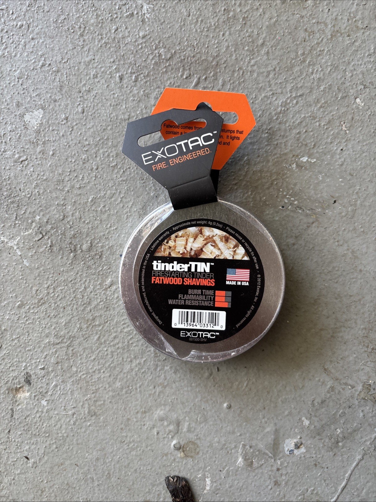 new EXOTAC Tinder Tin Firestarting Tinder Fatwood Shavings Camping Survival 6 g