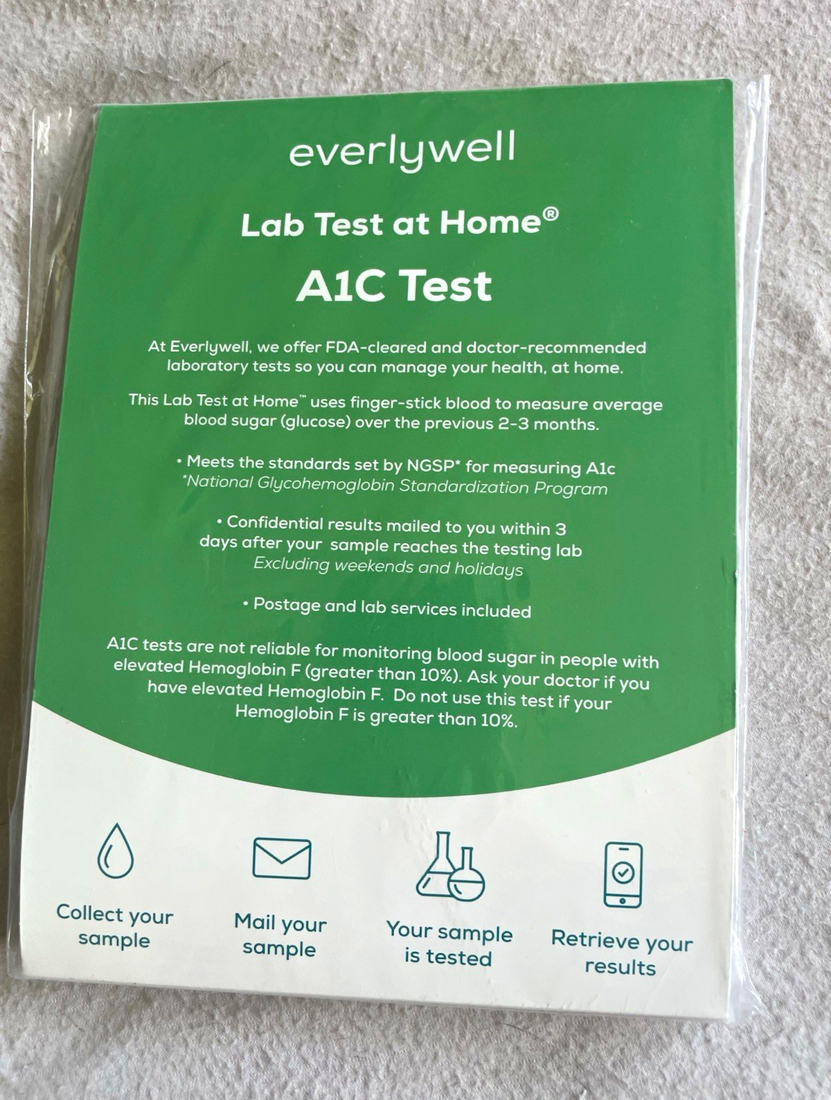 Everlywell Lab Test at Home A1C Blood Finger Stick Kit NGSP Exp 2028-06-30