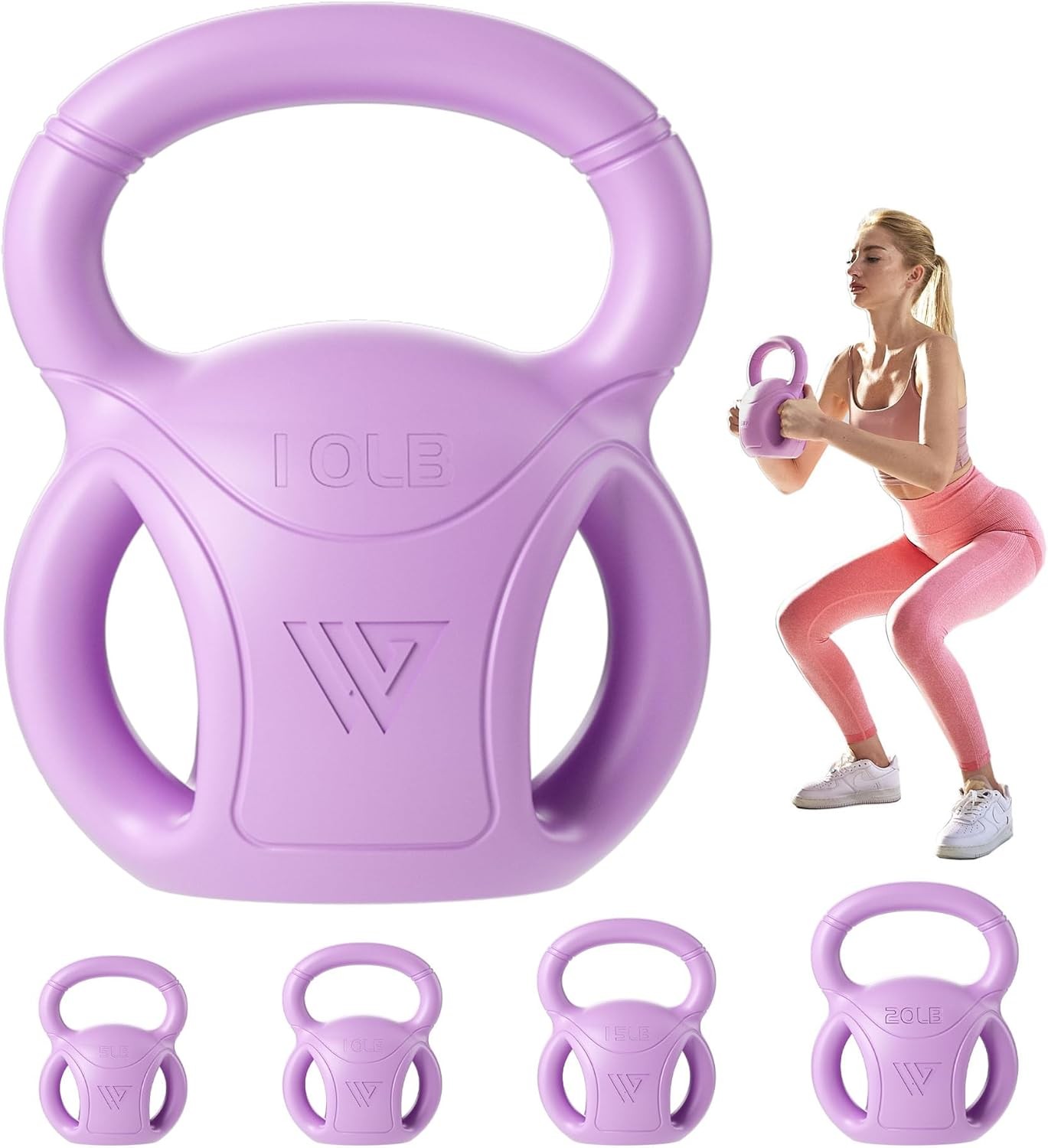 3 Handle Kettlebells Weight 10LBS Kettlebells for Russian Twists AB Exercise