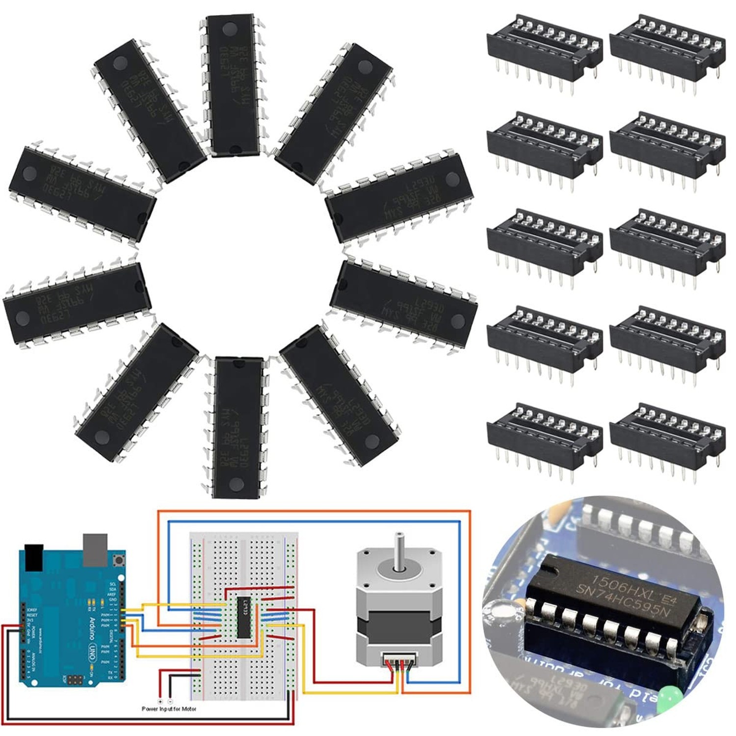 DAOKI 10PCS L293D DIP16 Stepper Motor Drivers Controller Four Channel Motor D...