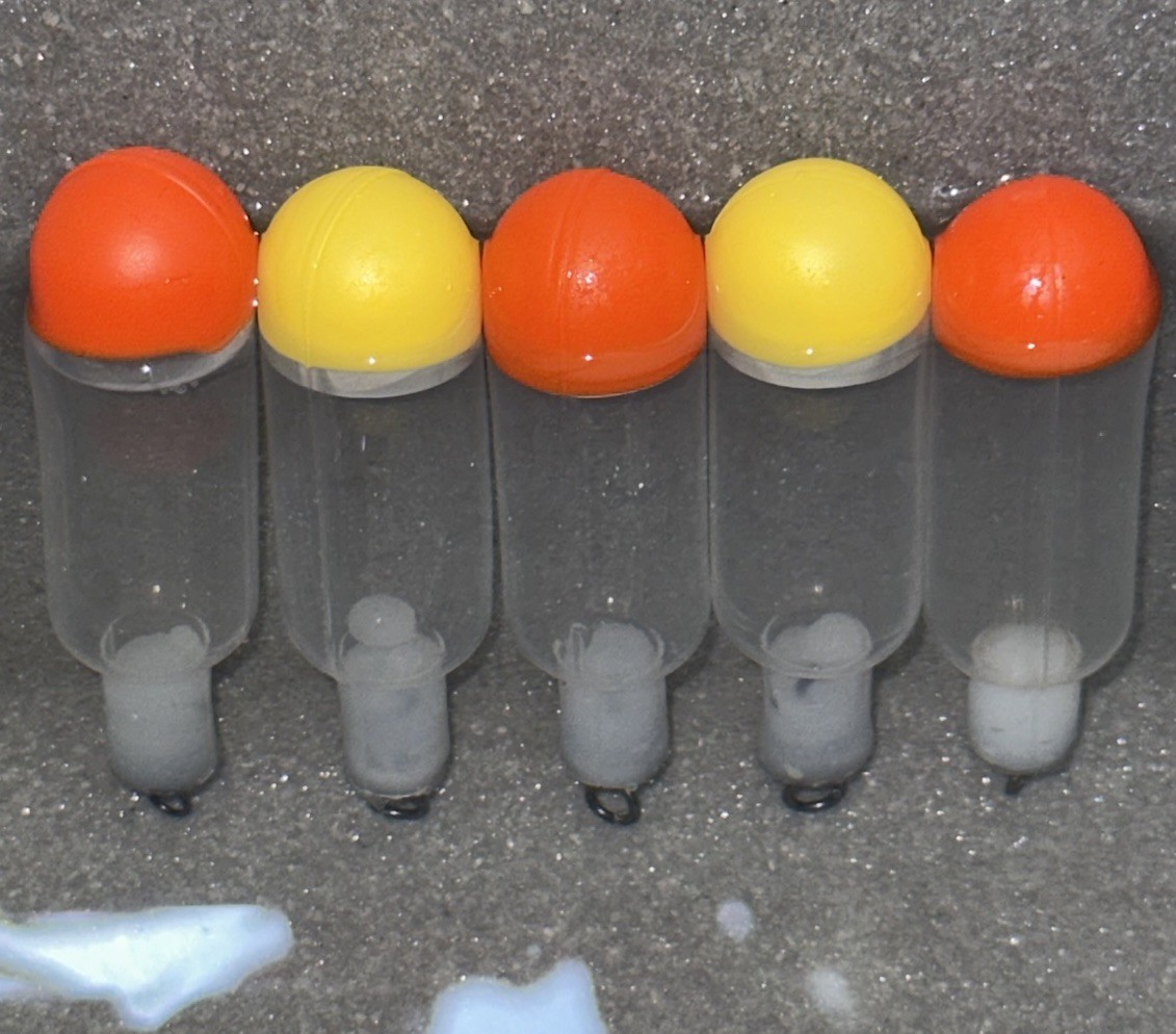 x5 Water Waggler Floats - Orange & Yellow