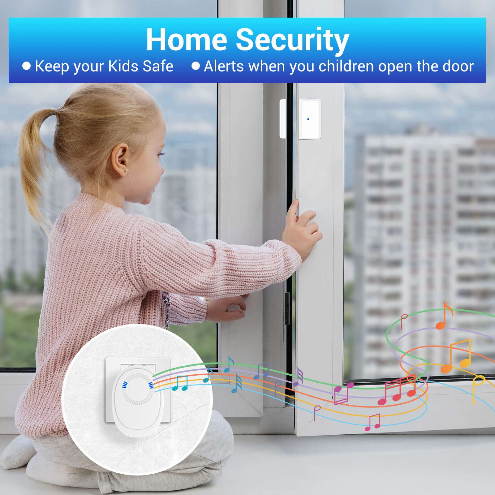 Magnetic Sensor Wireless Window Door Open Sensor Alarm 58 Chime Home Security