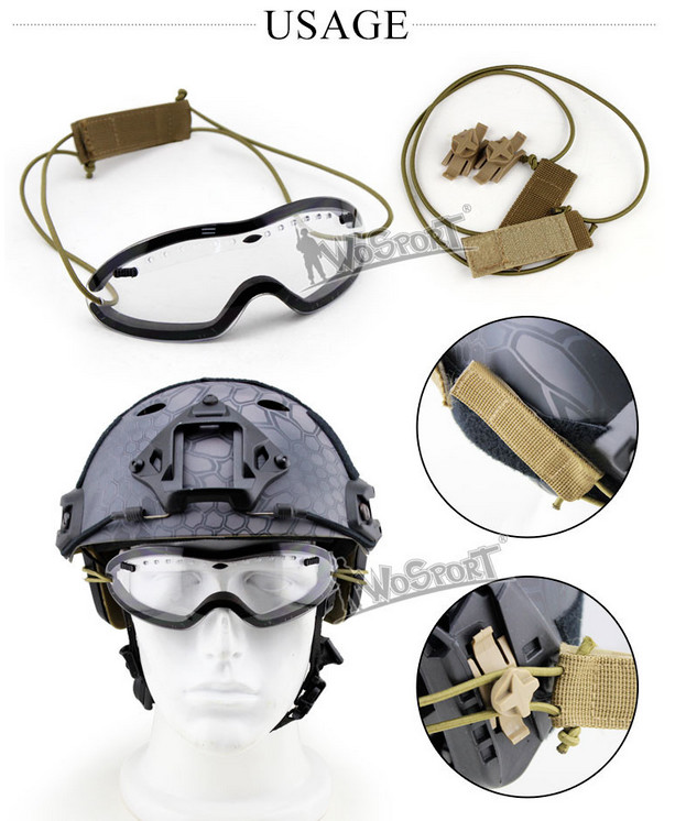 Tactical Hunting Helmet Line Rope Accessory for Smith GOGGLE Fast Helmet BK/TAN