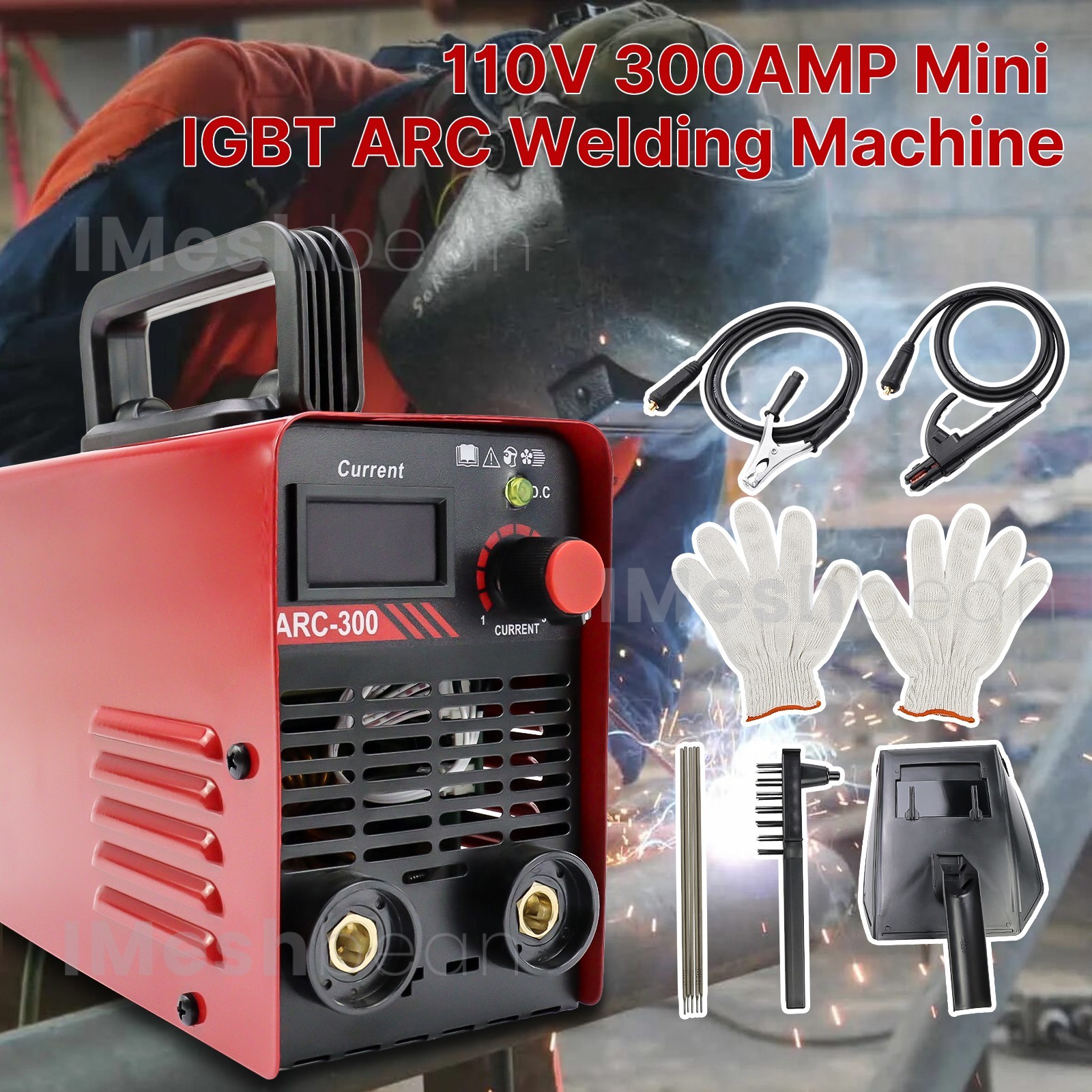 300AMP 110V Mini IGBT ARC Welding Machine Electric Welder W/Mask & 5 Welding Rod