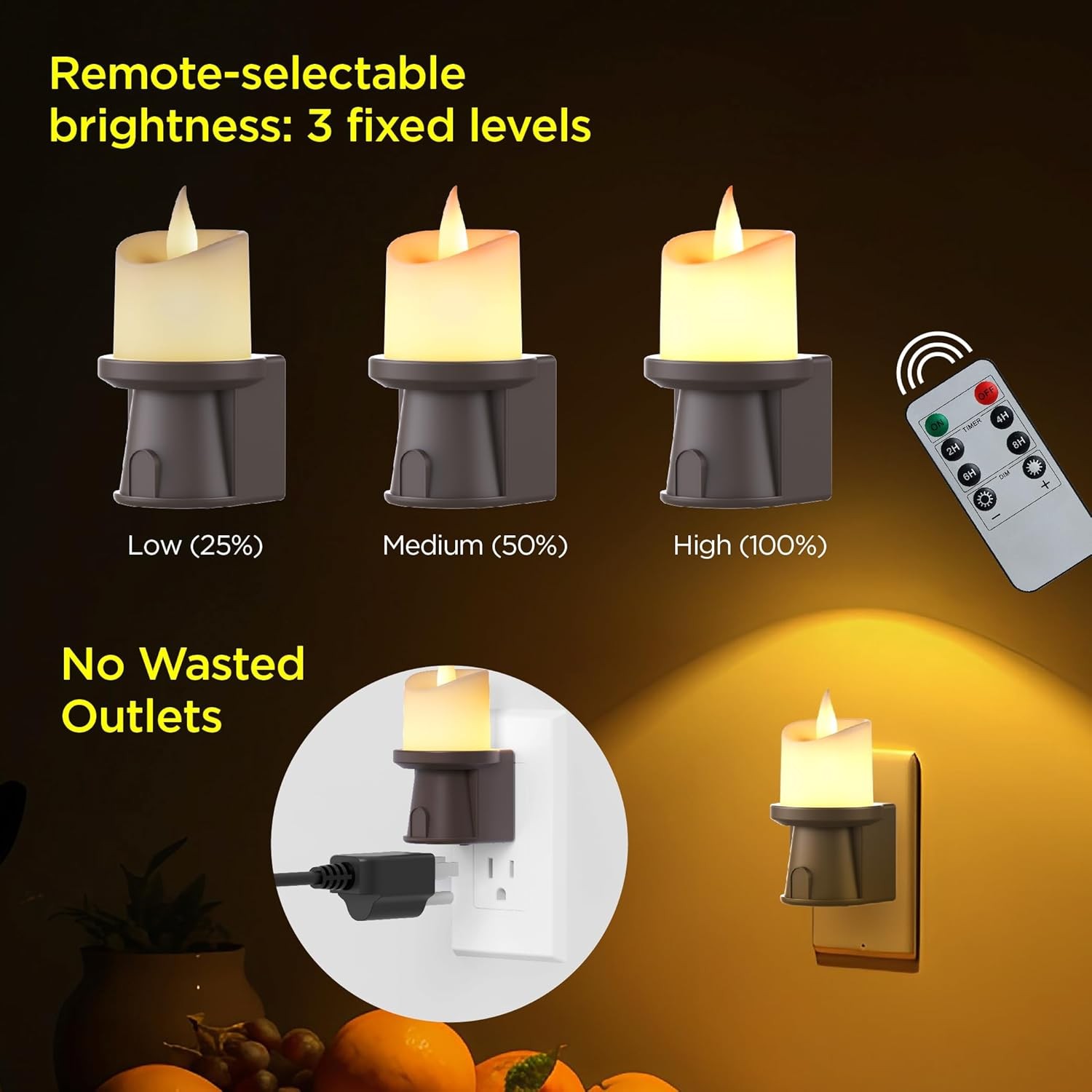 2-in-1 Plug in Night Light (2 Pack) - Dusk to Dawn Sensor OR Remote Control