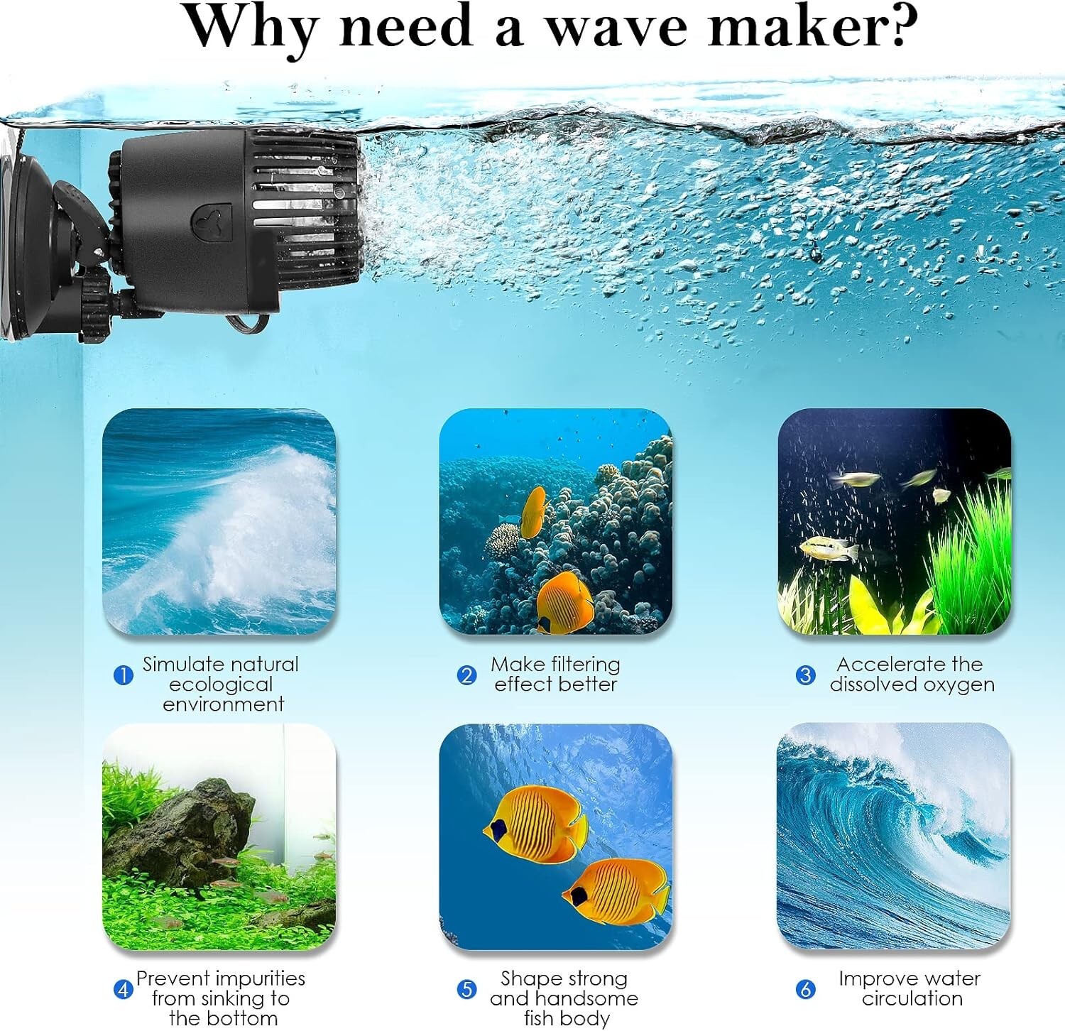AQQA classical aquarium 15W submersible wave maker ac110 aq039
