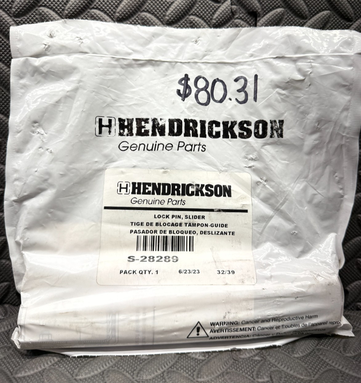 Genuine Hendrickson S-28289 Slider Locking Pin OEM Trailer Suspension