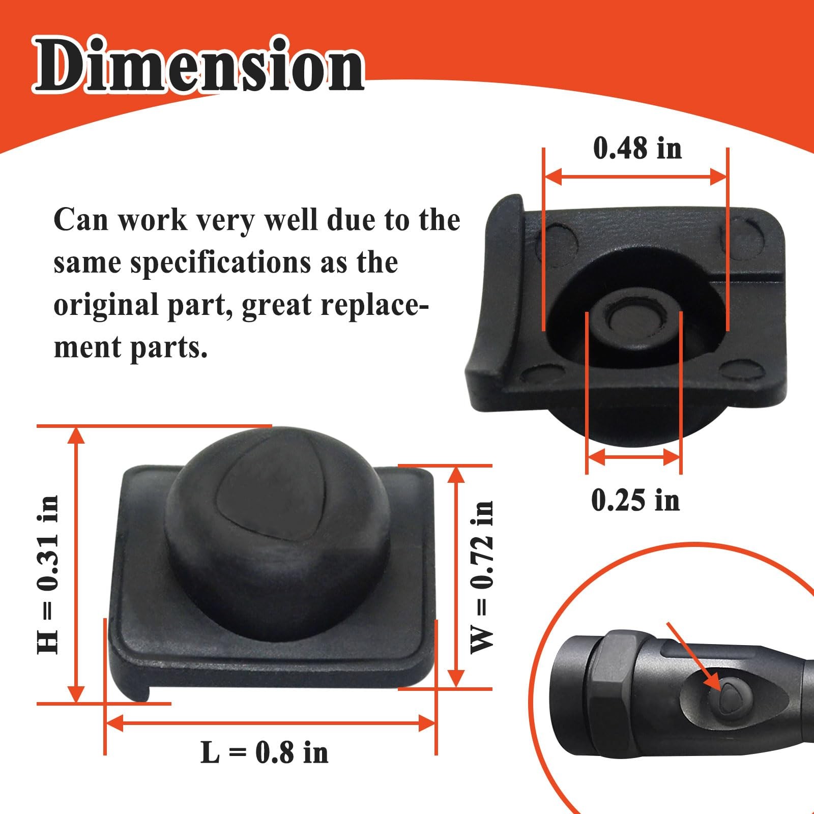 Gugaguga 2Pcs 757016 LED Flashlight Switch Button Boot Replacement Black