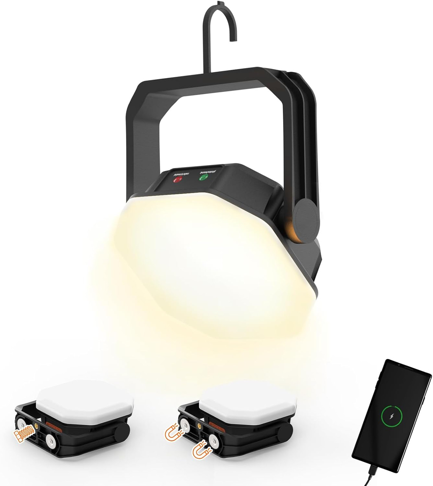 Rechargeable LED Camping Lantern with Magnet 360 Degree Stand Threaded Mount