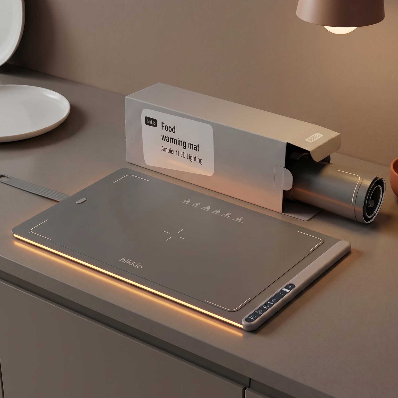 Food Warming Mat with LED Ambient Lighting, Electric Standard, Graphite