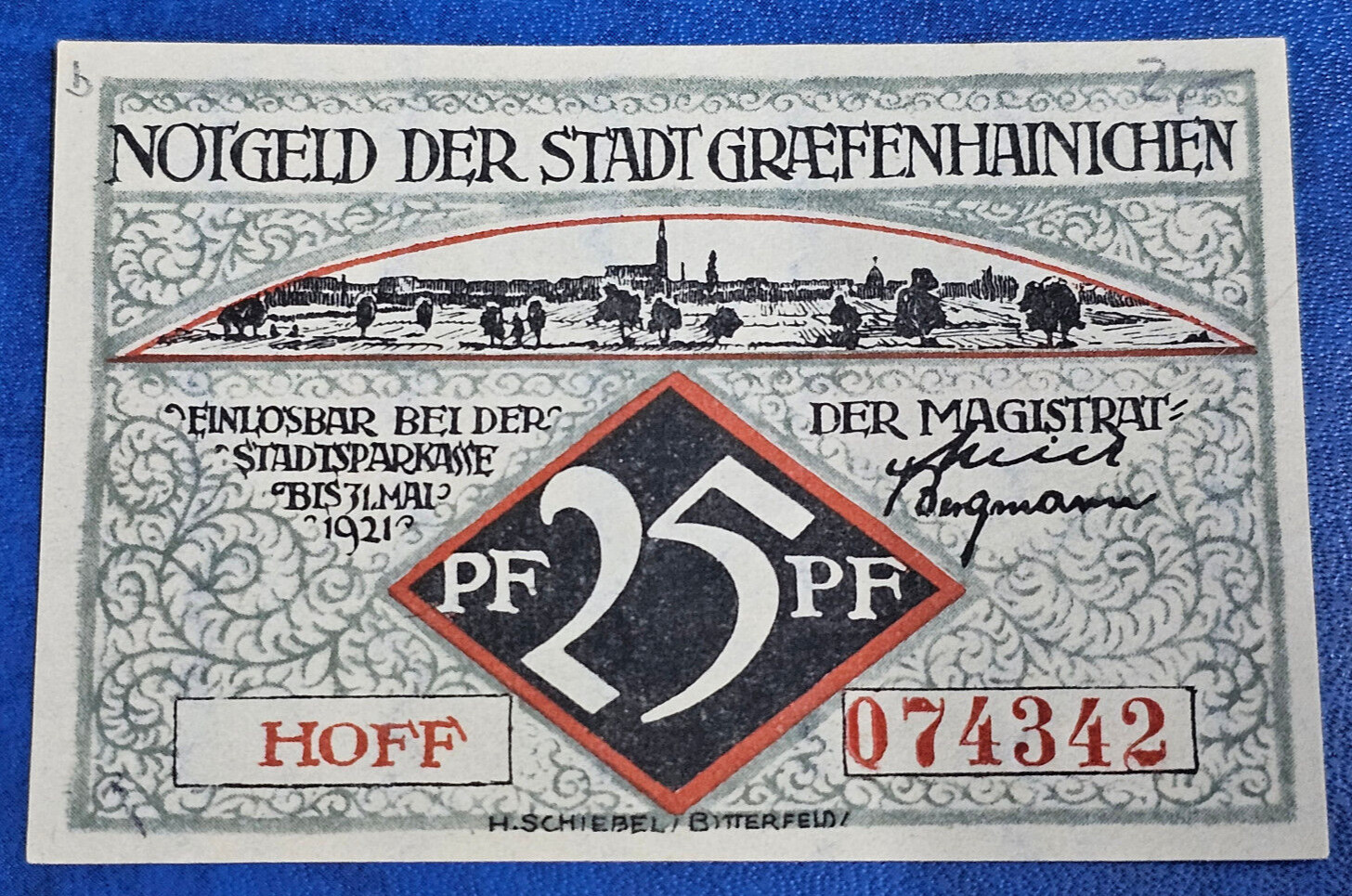 GRAEFENHAINICHEN STADT NOTGELD 25 PFENNIG 1921 EMERGENCY MONEY GERMANY [35325]