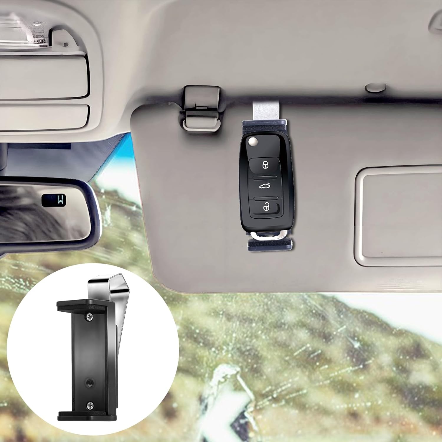 2PCS Adjustable Garage Door Remote Holder Universal Visor Clip for Car