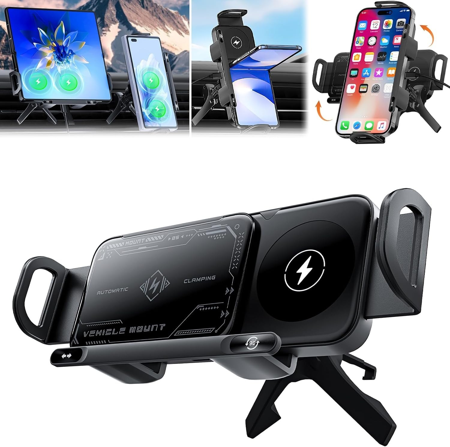 High Intelligent Mobile Phone/Pad Holder, 2 in 1 Auto Rotating Phone Holder