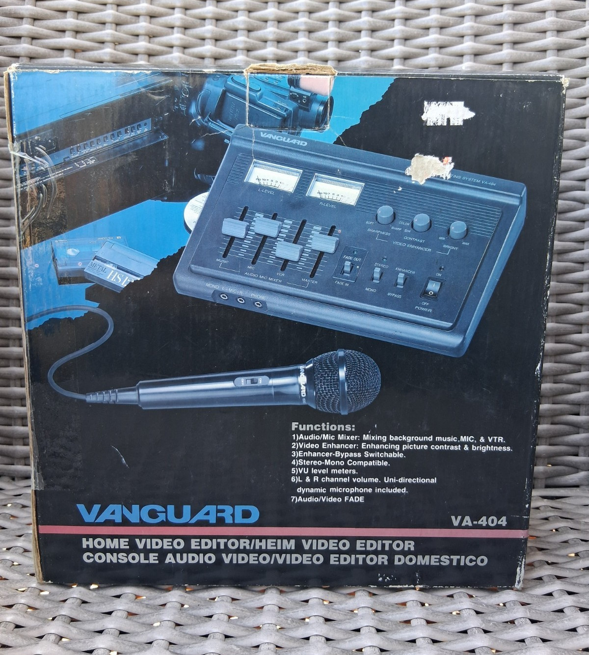 Vanguard VA-404 Home Video Editor Console w/ Mic Mixer, Fade, VU Meters