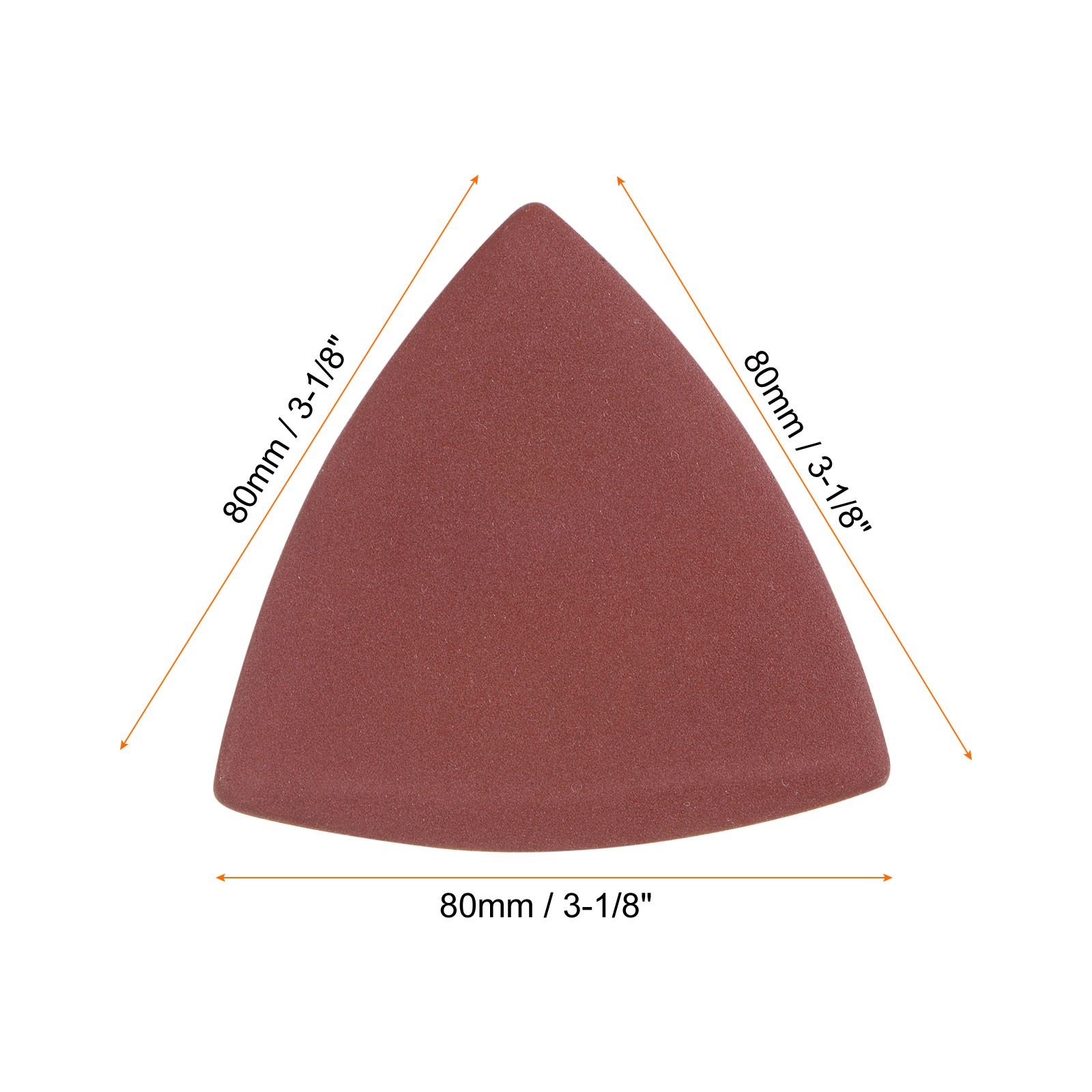 60pcs 400 Grits 80mm Aluminum Oxide Triangular Hook & Loop Sandpapers Pads