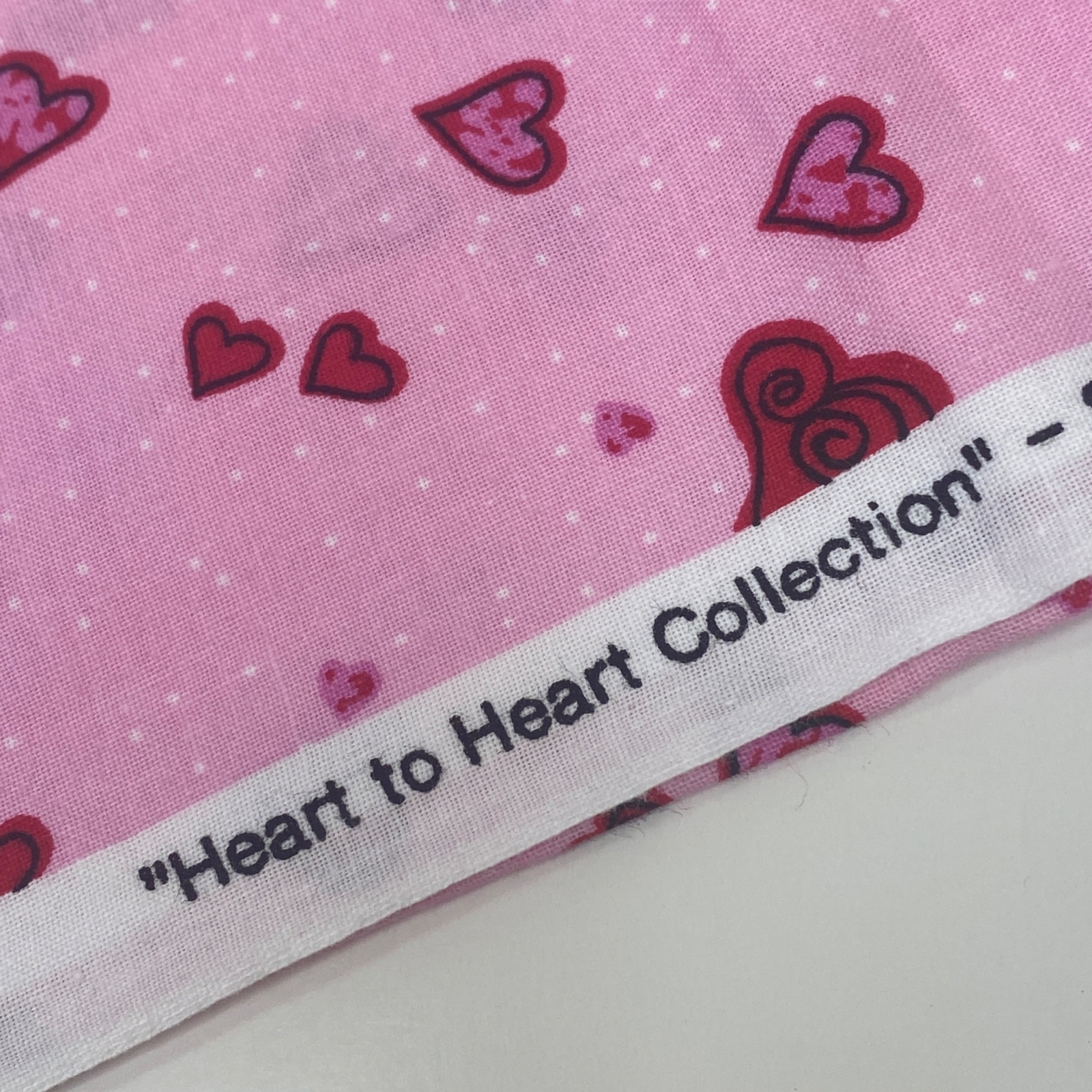 1/2 Yard Cut Quilting Pink Red Heart Collection P&B Textiles Fabric Quilt