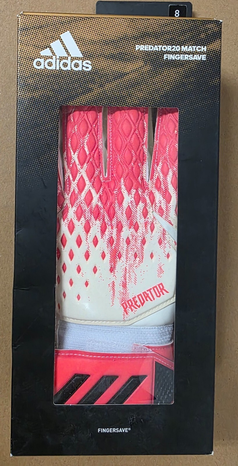 Brand New Adidas Predator20 Fingersave Goalkeeper Soccer Gloves, Size 8