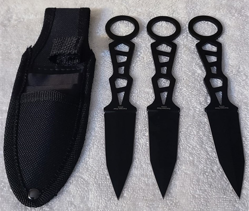 THROWING KNIVES 7 INCH SET OF 3 WITH SHEATH