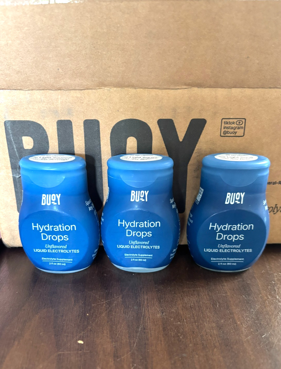 Buoy Hydration Drops 3 Pack Unflavored Liquid Electrolytes