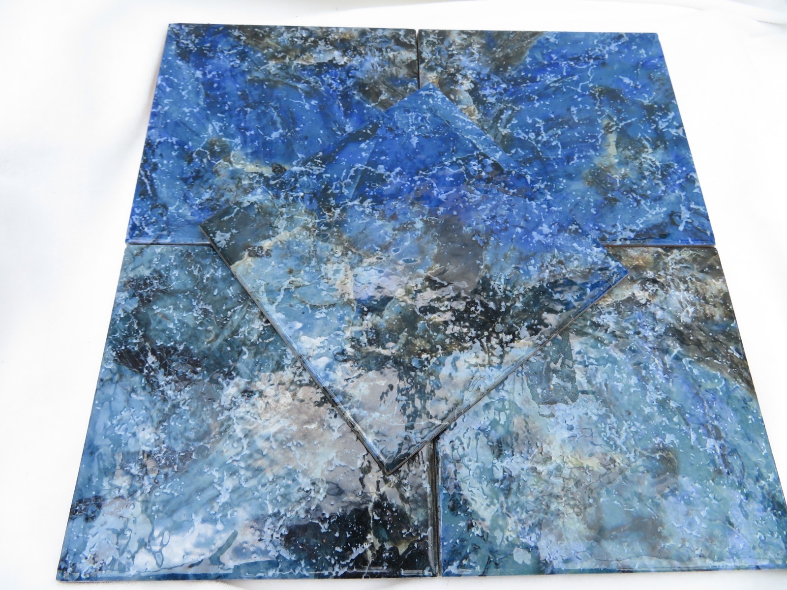 5 Pool Tiles Weatherproof Blues Black Gray Textured 6" x 6" MASS Indonesia