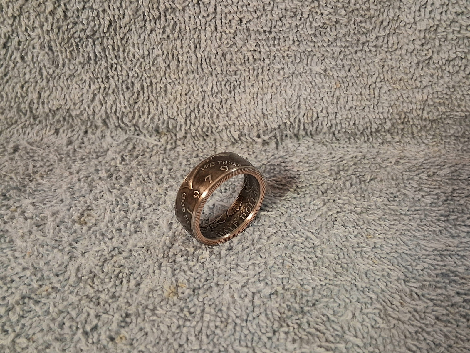 1979 Kennedy Half Dollars  size 11 -1/2 coin ring  handmade mixed metals (A)