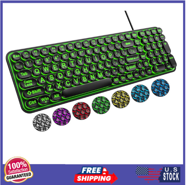 Large Print Backlit Keyboard, Wired USB Lighted Computer Keyboards with 7-Color